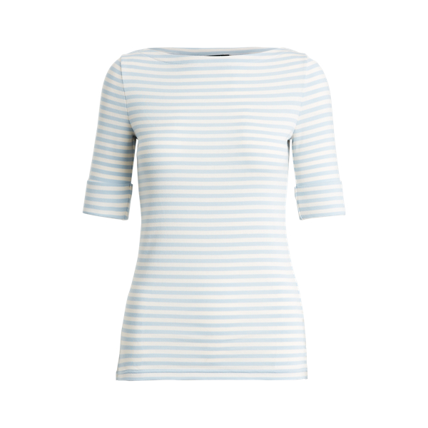 Soft Indigo/Mascarpone Cr Striped Cotton-Blend Top Lauren 2