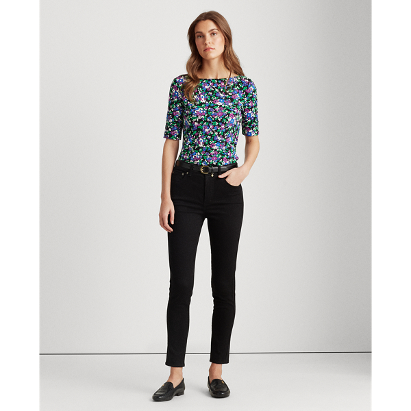 Polo Black Multi Floral Cotton-Blend Top Lauren 3