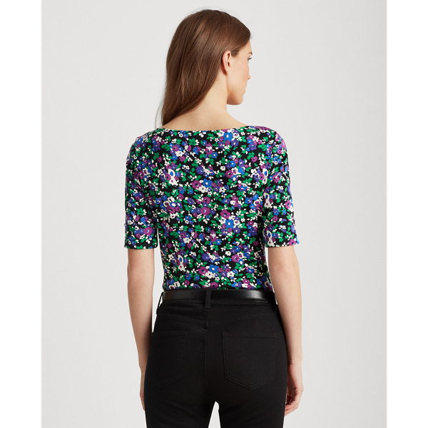 Polo Black Multi Floral Cotton-Blend Top Lauren 4