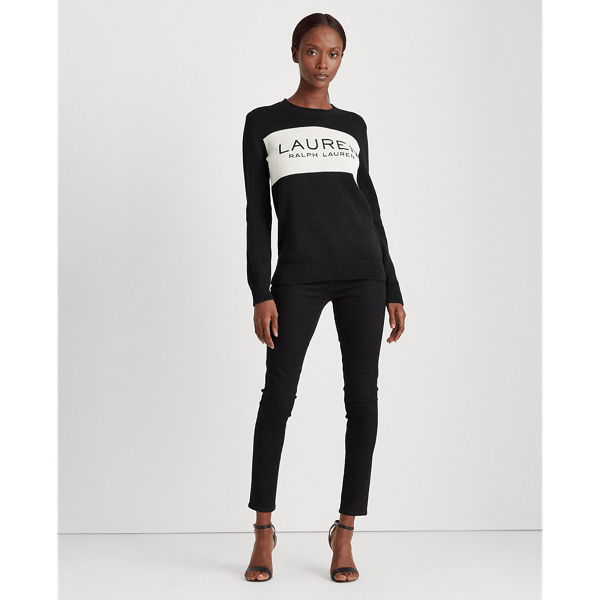 Black/Cream Logo Cotton Jumper Lauren 3