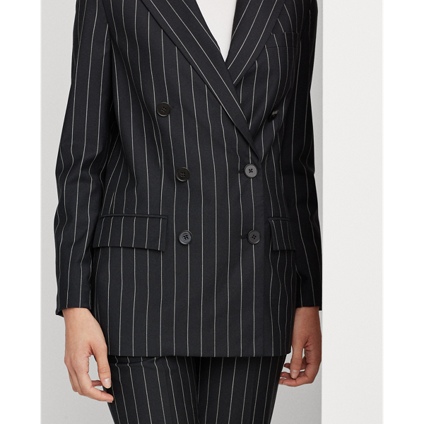 Black/White Wool Crepe Blazer Lauren 6