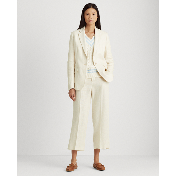 Mascarpone Cream Herringbone Linen Blazer Lauren 4