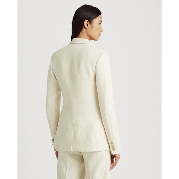 Mascarpone Cream Herringbone Linen Blazer Lauren 5