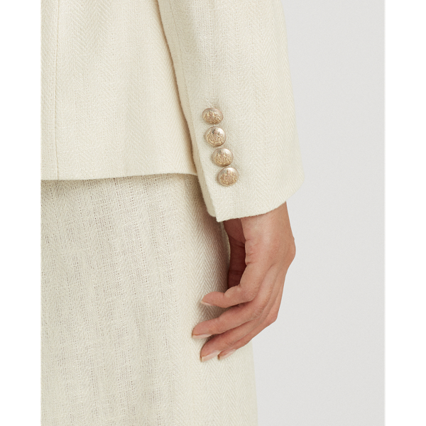 Mascarpone Cream Herringbone Linen Blazer Lauren 6