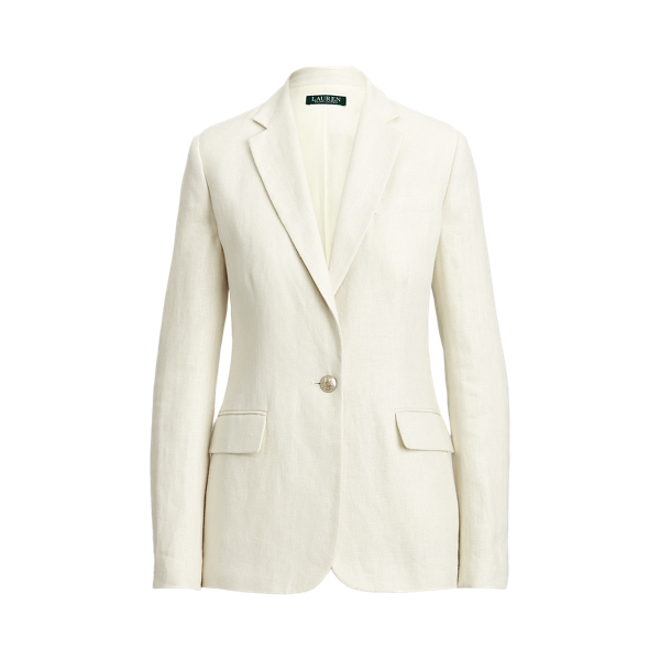 Mascarpone Cream Herringbone Linen Blazer Lauren 2
