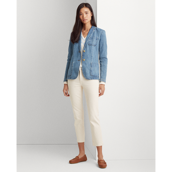 Light Authentic Wash Cotton Denim Blazer Lauren 3