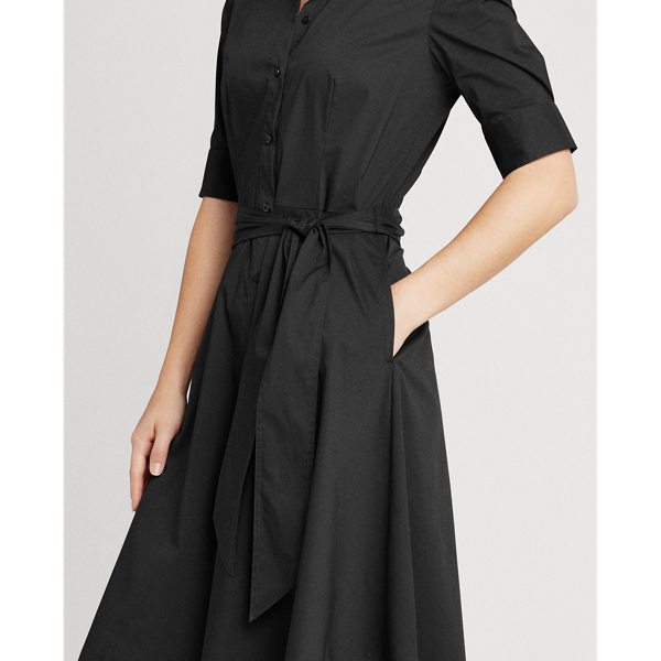 Black Belted Cotton-Blend Shirtdress Lauren 4