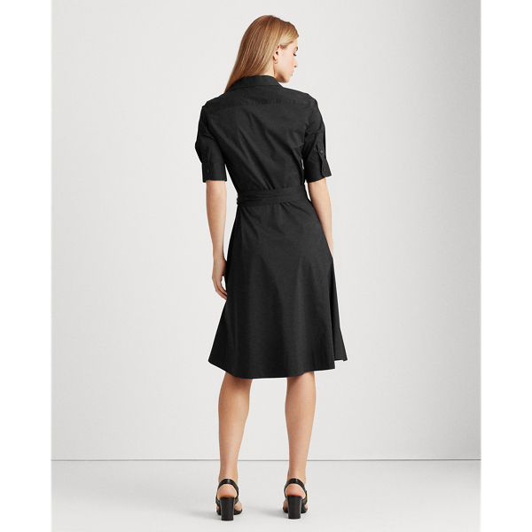 Black Belted Cotton-Blend Shirtdress Lauren 5