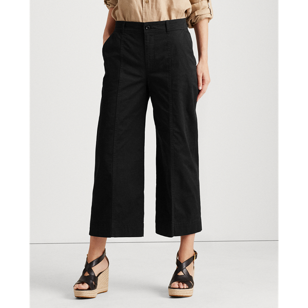 Polo Black Cotton Twill Wide-Leg Pant Lauren 3