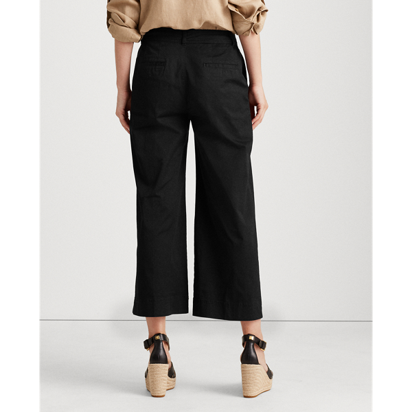 Polo Black Cotton Twill Wide-Leg Pant Lauren 4