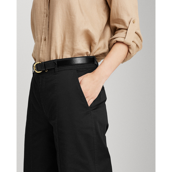 Polo Black Cotton Twill Wide-Leg Pant Lauren 5
