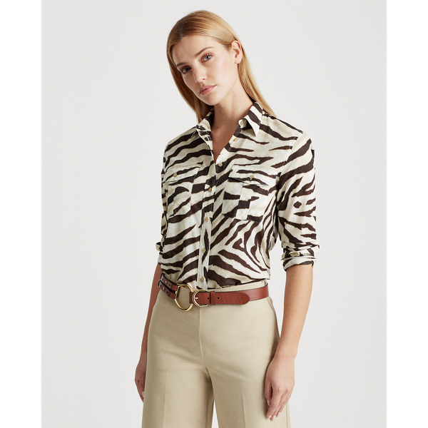 Dk Brown Multi Print Cotton Shirt Lauren 3