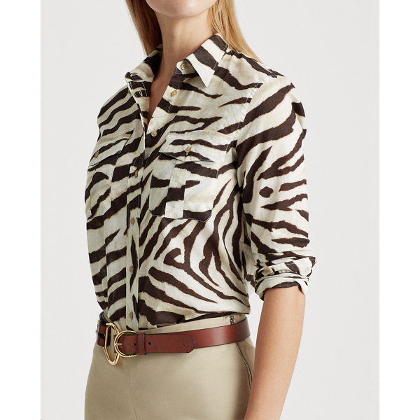 Dk Brown Multi Print Cotton Shirt Lauren 5
