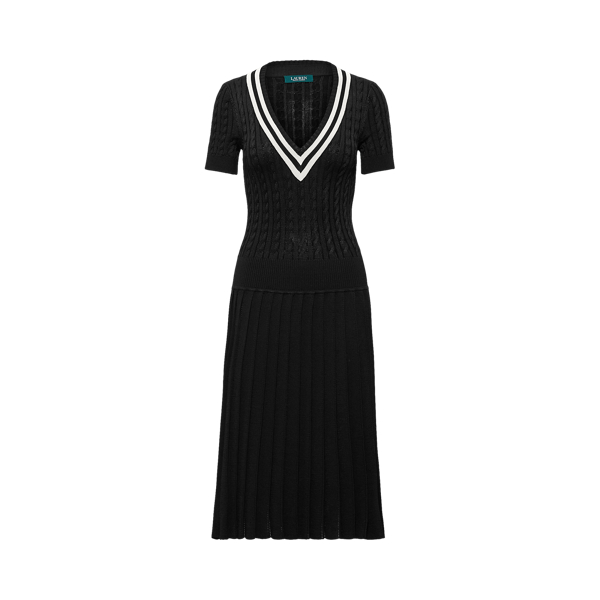 Pleated Cable-Knit Dress Lauren 1