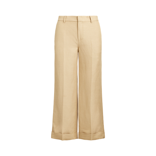Pantalon en lin m&eacute;lang&eacute; jambe large Lauren en 1