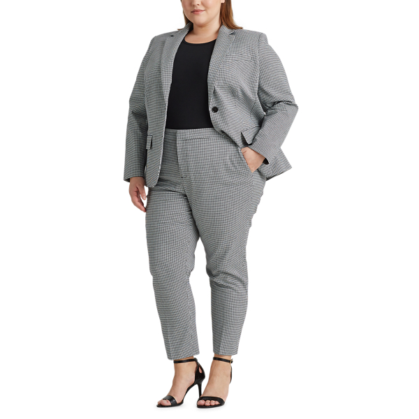 Black/Silk Whited Houndstooth Cotton-Blend Trouser Lauren Woman 2