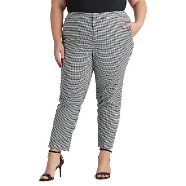 Black/Silk Whited Houndstooth Cotton-Blend Trouser Lauren Woman 3
