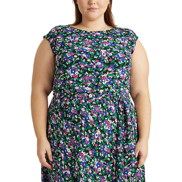 Polo Black Multi Georgette Cap-Sleeve Dress Lauren Woman 4