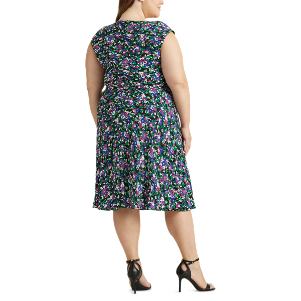 Polo Black Multi Georgette Cap-Sleeve Dress Lauren Woman 5