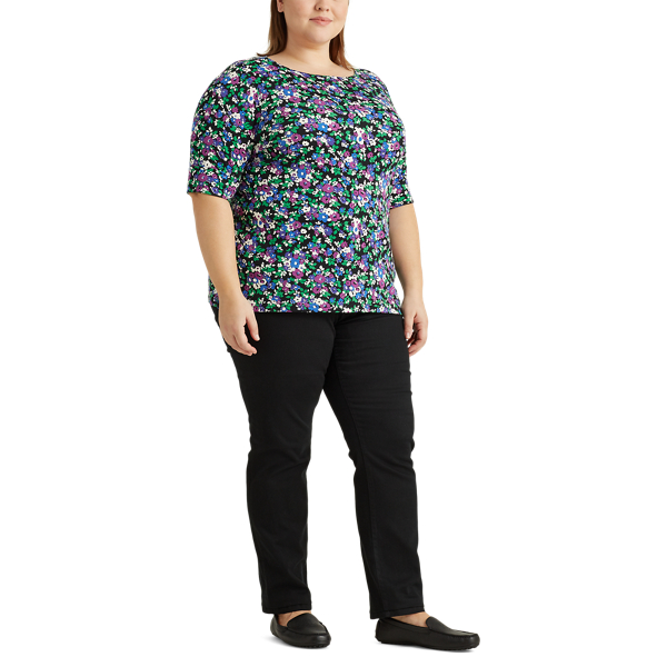 Polo Black Multi Floral Cotton-Blend Top Lauren Woman 2