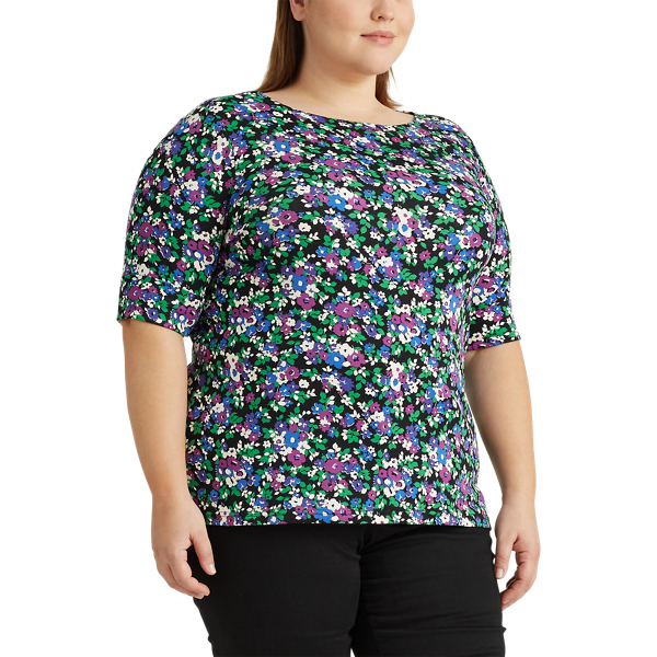 Polo Black Multi Floral Cotton-Blend Top Lauren Woman 3