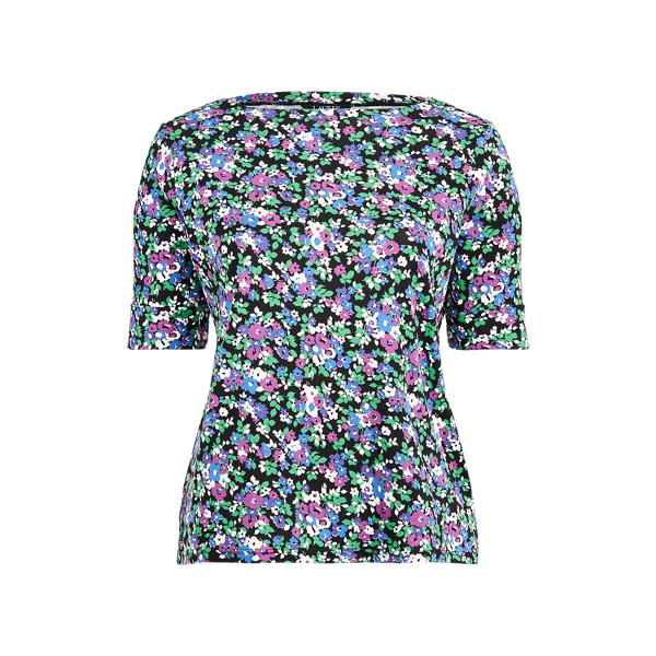 Floral Cotton-Blend Top Lauren Woman 1