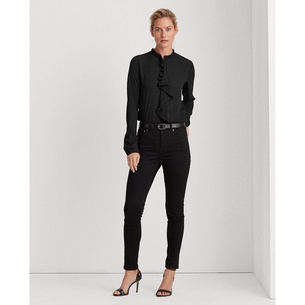 Black Ruffled Flounce Georgette Top Lauren 3