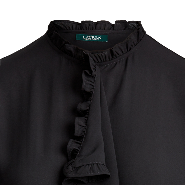 Black Ruffled Flounce Georgette Top Lauren 6