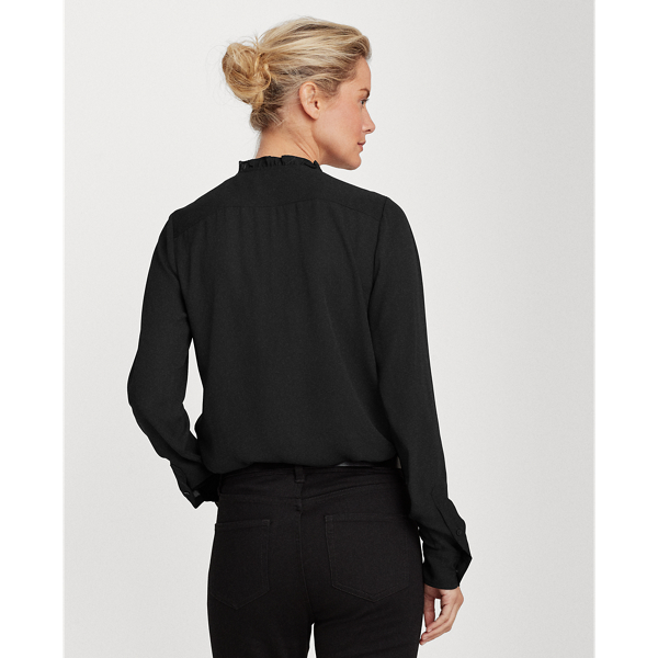 Black Ruffled Flounce Georgette Top Lauren 4