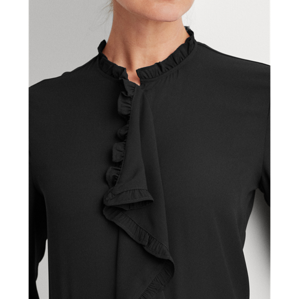 Black Ruffled Flounce Georgette Top Lauren 5