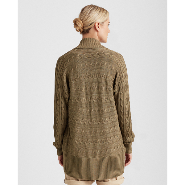 Dark Sage Cable-Knit Cardigan Lauren 4