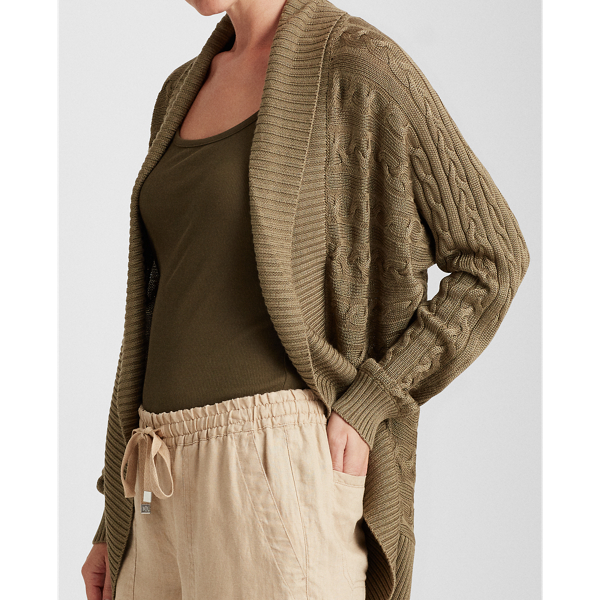 Dark Sage Cable-Knit Cardigan Lauren 5
