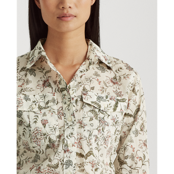 Mascarpone Cream Multi Floral Cotton Shirt Lauren 5