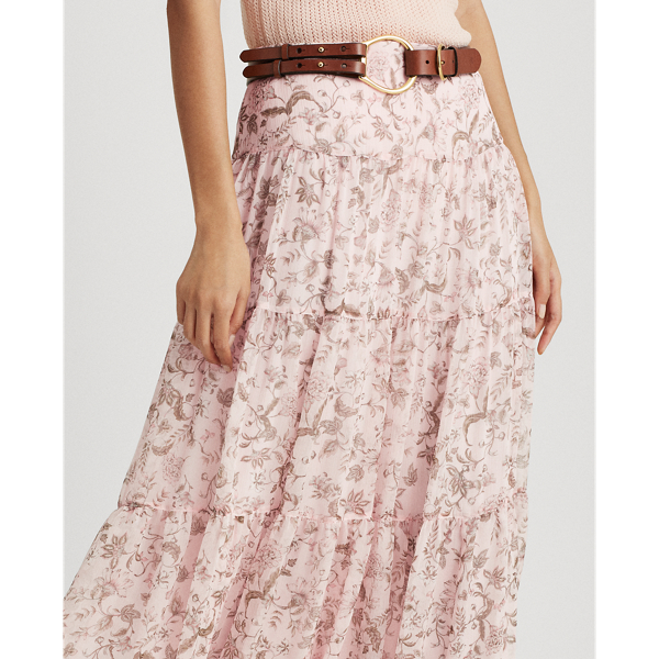 Pink Multi Floral Tiered Peasant Skirt Lauren 5