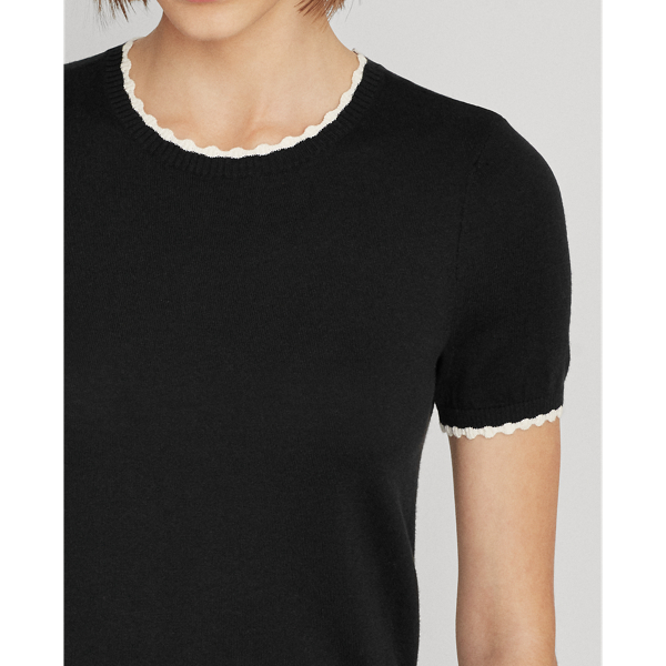 Black/Cream Scallop-Trim Cotton Jumper Lauren 5