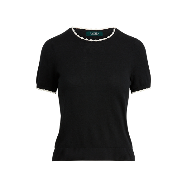 Scallop-Trim Cotton Jumper