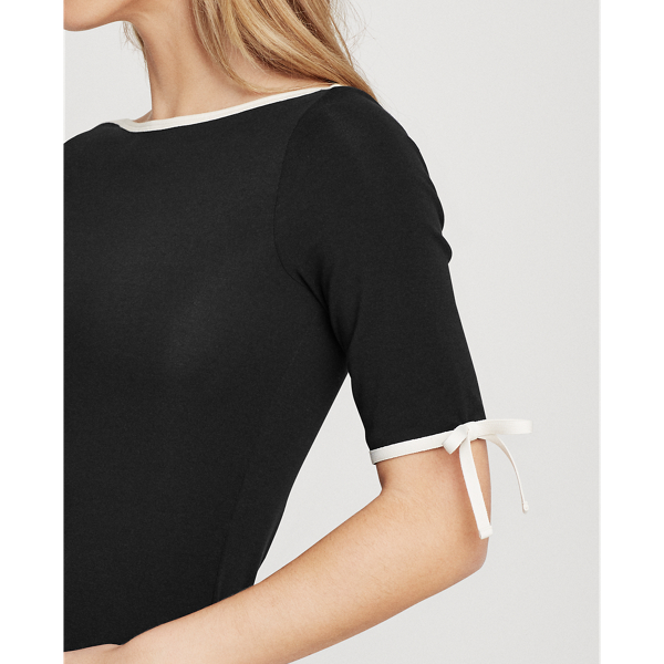Black Cotton-Blend Boatneck Top Lauren 5