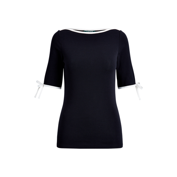 Cotton-Blend Boatneck Top Lauren 1