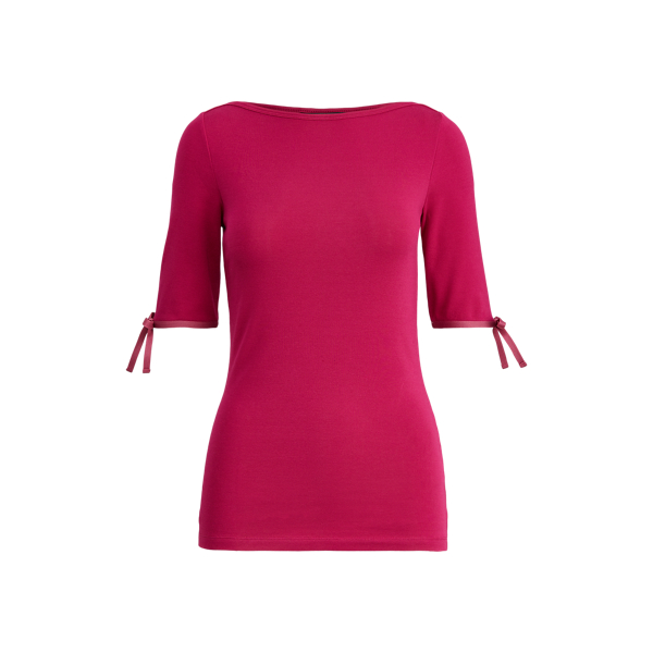 Cotton-Blend Boatneck Top Lauren in 1