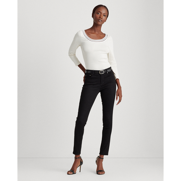Mascarpone Cream Cotton Elbow-Sleeve Top Lauren 3