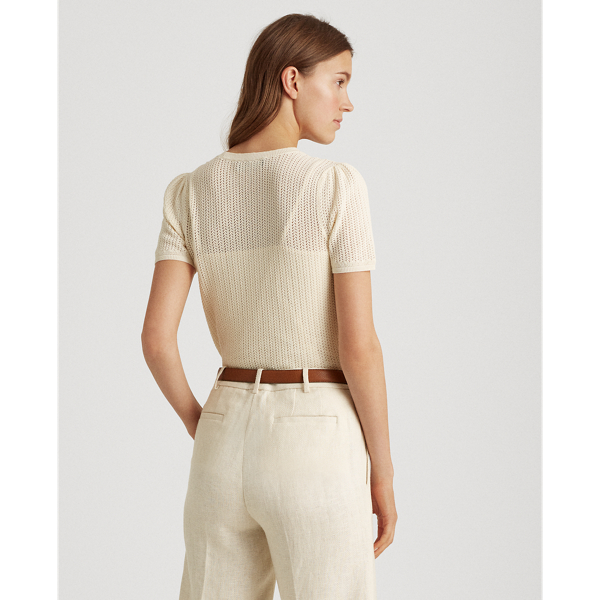 Mascarpone Cream Pointelle Cotton-Blend Jumper Lauren 4