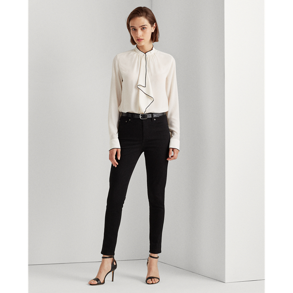 Mascarpone Cream Ruffled Georgette Blouse Lauren 4