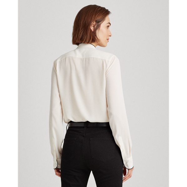 Mascarpone Cream Ruffled Georgette Blouse Lauren 5