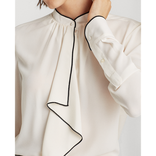 Mascarpone Cream Ruffled Georgette Blouse Lauren 6