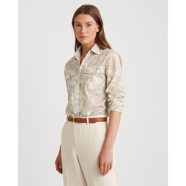 Chemise en coton fleuri Lauren en Mascarpone Cream Multi 1