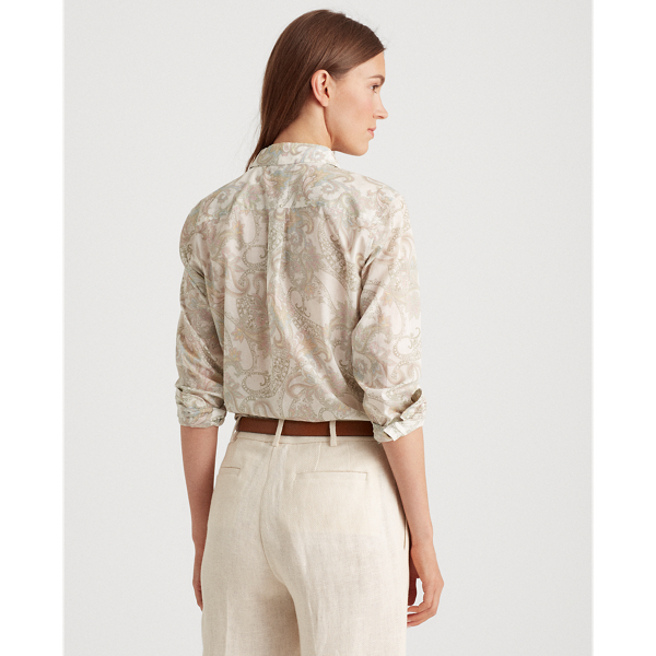 Mascarpone Cream Multi Floral Cotton Shirt Lauren 4