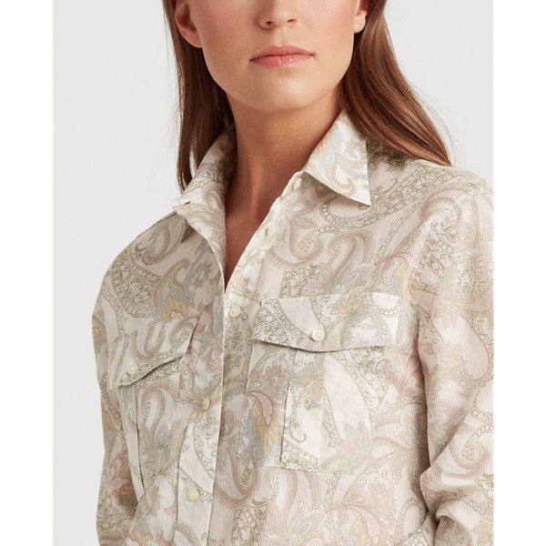 Mascarpone Cream Multi Floral Cotton Shirt Lauren 5