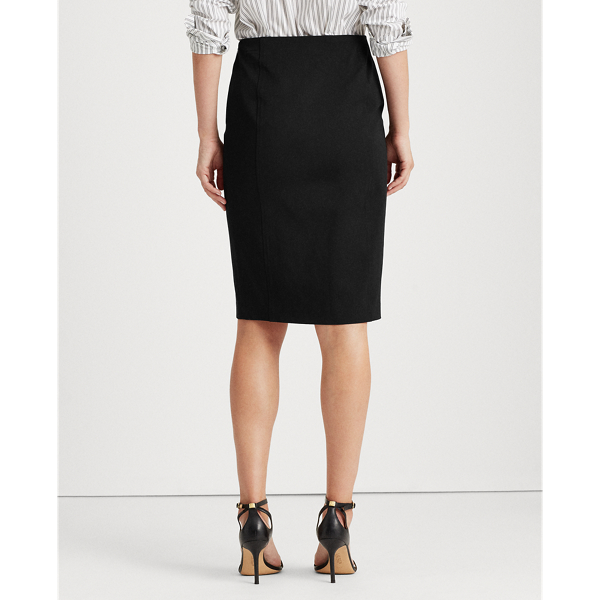 Black Button-Trim Cotton-Blend Skirt Lauren 5