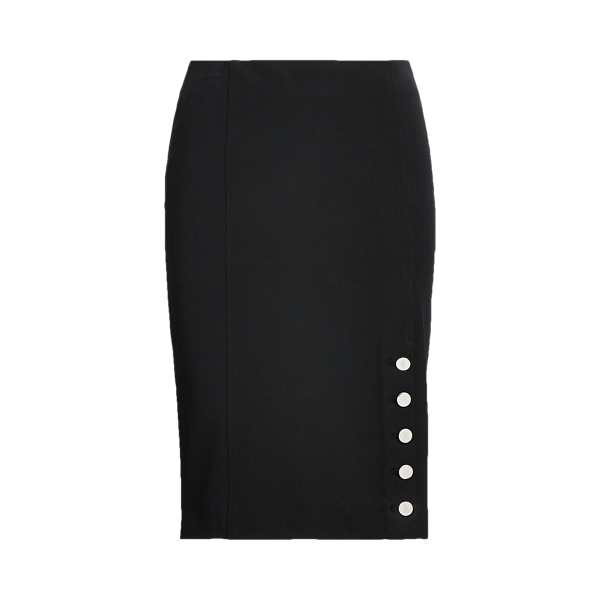 Button-Trim Cotton-Blend Skirt Lauren 1