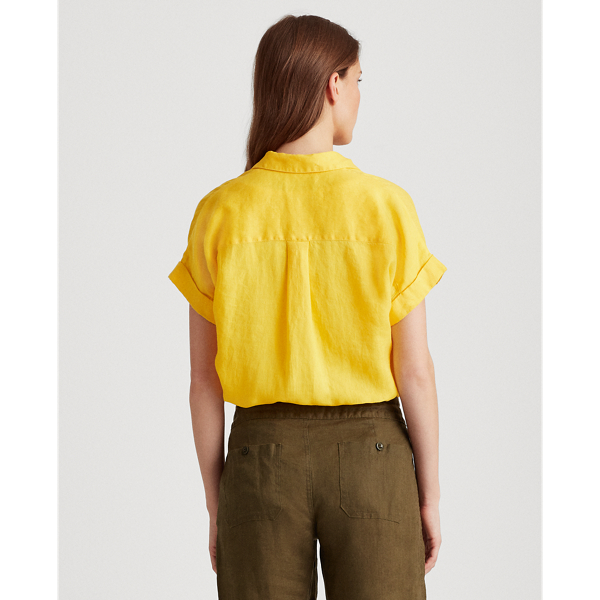 Kurz&auml;rmliges Leinenhemd Lauren in L&ouml;wenzahnwiese 4